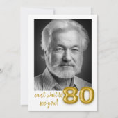 Gold Balloon 80th Birthday Photo Invitation (Dos)