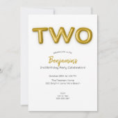 Gold Balloon deuxième anniversaire Invitation phot (Devant)