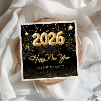 Gold Balloon New Years Eve Party Paper Napkin Servet