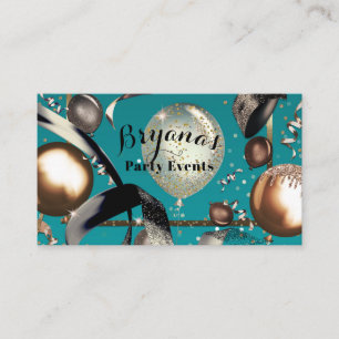 Gold Balloons Blauwgroen Turquoise Black Party Pla Visitekaartje