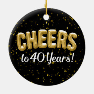 Gold Balloons Cheers tot 40 jaar 40e verjaardag Keramisch Ornament