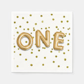 Gold Balloons en Confetti, een eerste verjaardag Servetten (Voorkant)
