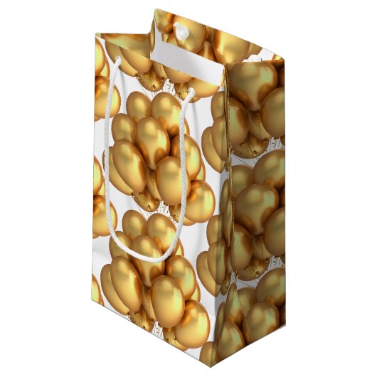 Gold Balloons Papiertas Klein Cadeauzakje (Voorkant Gekanteld)