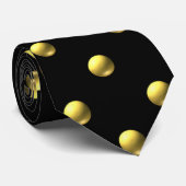 Gold Balls op zwart Stropdas (Opgerold)