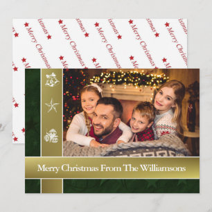Gold Bands surround jouw familie foto met kerstmis Feestdagenkaart