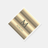 Gold Bands, zwarte naam en monogram Servet (Hoek)