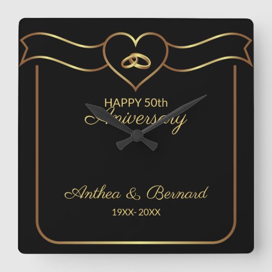 Gold Banner Vierkante Klok (Voorkant)