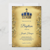 Gold baptism invitation with an ornate invitation  (Devant)