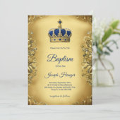 Gold baptism invitation with an ornate invitation  (Debout devant)