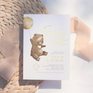 Gold Barly Wait Gender Neutral Beer Baby shower Folie Uitnodiging