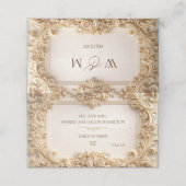 Gold Baroque Monogram Frame Ivory Place Card (Buitenkant ongevouwen)