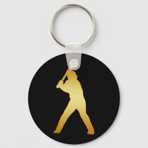 GOLD BASEBALL PLAYER SLEUTELHANGER