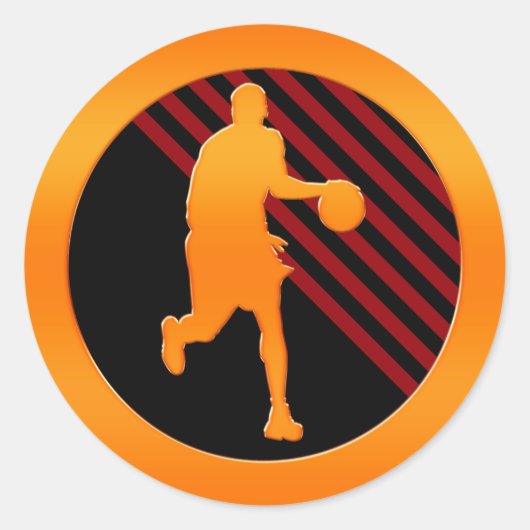 Gold Basketball Player Ronde Sticker (Voorkant)