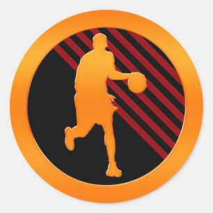 Gold Basketball Player Ronde Sticker