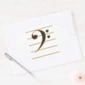 Gold Bass Clef Music Note Ovale Sticker (Envelop)