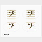 Gold Bass Clef Music Note Ovale Sticker (Vel)