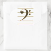 Gold Bass Clef Music Note Ovale Sticker (Tas)