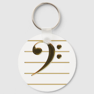 Gold Bass Clef Music Note Sleutelhanger