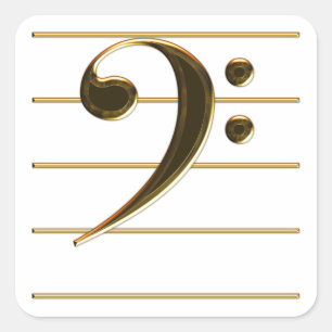 Gold Bass Clef Music Note Vierkante Sticker