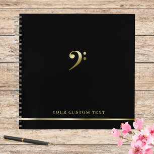 Gold Bass Clef Muziek Kantoor Teacher Elegant Notitieboek