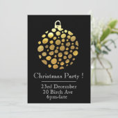 Gold bauble glazen kerstfeestmaal kaart (Staand voorkant)