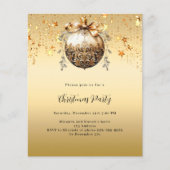 Gold bauble sterren Kerstfeest uitnodiging (Voorkant)