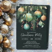 Gold Baubles Christmas Tree Party Invitation