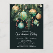 Gold Baubles Christmas Tree Party Invitation Briefkaart (Voorkant)