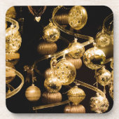 Gold Baubles en Spiral Pattern Bier Onderzetter (Voorkant)