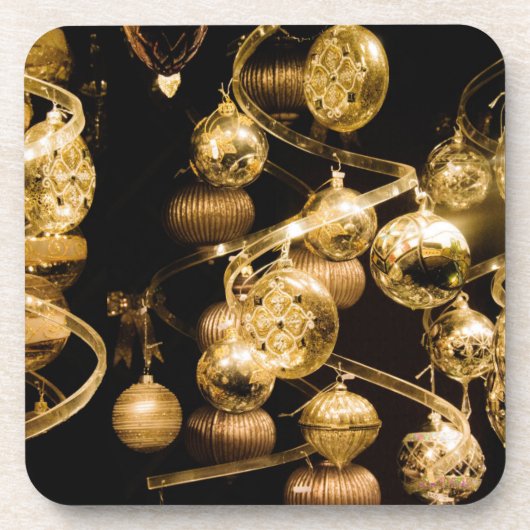 Gold Baubles en Spiral Pattern Bier Onderzetter (Voorkant)