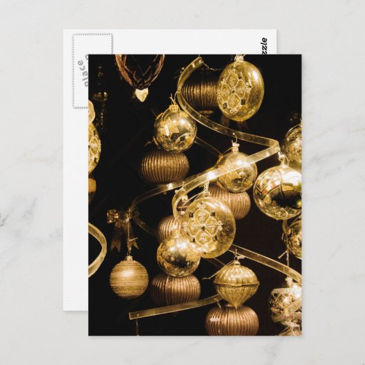 Gold Baubles en Spiral Pattern Briefkaart (Voorkant / Achterkant)