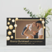 Gold Baubles - kerstfoto Feestdagenkaart (Staand voorkant)