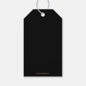 Gold Baubles kerstversieringen op Black Favor Cadeaulabel (Achterkant)