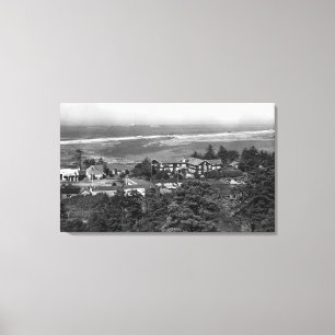 Gold Beach, Oregon Town Uitzicht en Sunset Inn Canvas Afdruk