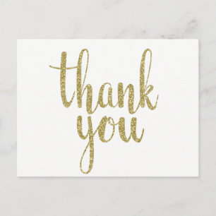 Gold bedankt briefkaarten, glitter briefkaart