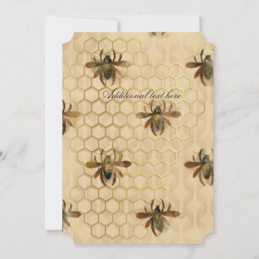 Gold Bee and Honeycomb Ornamental Invitation (Dos)