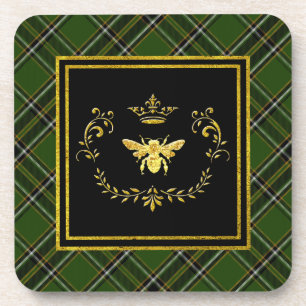 Gold Bee Crown Irish Tartan Onderzetter