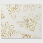 Gold Bee Design, op Cream Background Cadeaupapier (Vlak)