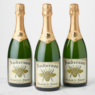 Gold Bee en Jouw tekst Sparkling Wijnetiket