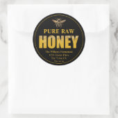 Gold Bee Honey Jar Étiquette Honey Bee & Apier Nom (Sac)