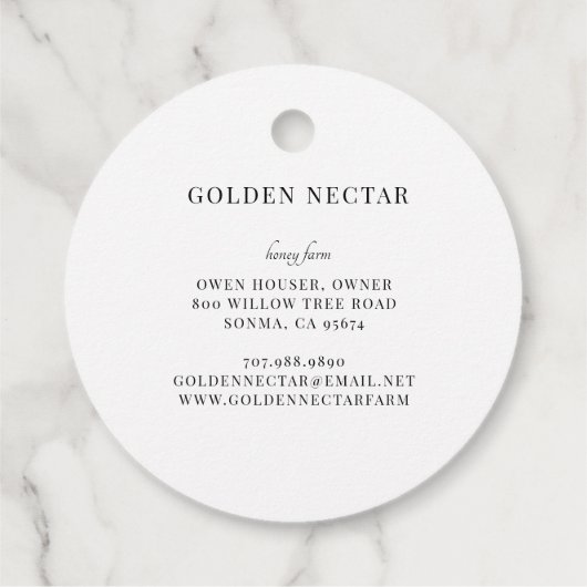 Gold Bee Honeycomb Honeybee Imker Apiary Prijs Bedankjes Labels (Achterkant)