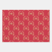 Gold Bee op helder rood Inpakpapier Vel (Voorkant 2)