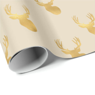 Gold Beige Deer Cadeaupapier