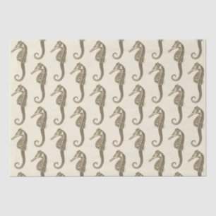 Gold Beige Marine Life zeepaardpatroon Tissuepapier