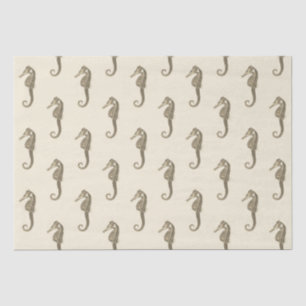 Gold Beige Marine Life zeepaardpatroon Tissuepapier