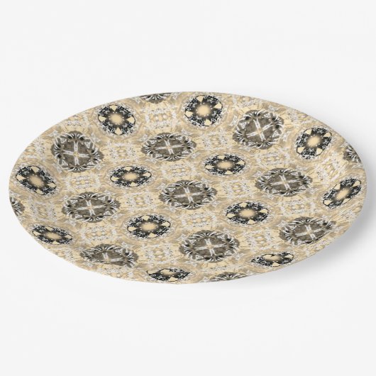 Gold, beige, Taupe en Black Gemstone Pattern Papieren Bordje (Gekanteld)