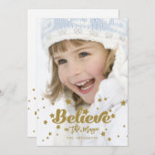 Gold Believe Magic | Carte photo de vacances (Devant / Derrière)