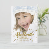 Gold Believe Magic | Carte photo de vacances (Debout devant)