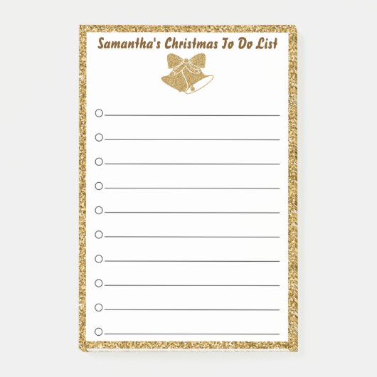 Gold Bell-kerstmis om een lijst op te stellen Post-it® Notes (Voorkant)