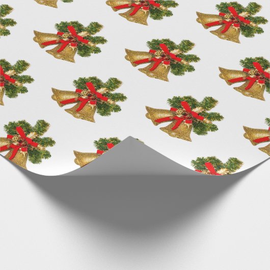 Gold Bells Retro-kerstpapier met onmiddellijke ver Cadeaupapier (Hoek)